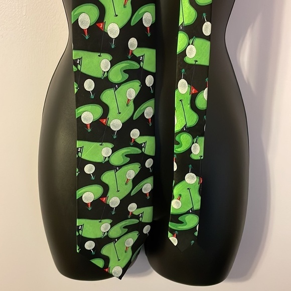Jonathan Rogers Handmade Silk Golf Tee Green Hole Tie - Picture 1 of 12